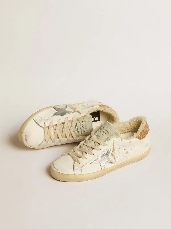 Golden Goose Super-Star With Silver Leather Star And Crocodile-Print Leather Heel Tab (GWF00101.F005174.11662) (2)