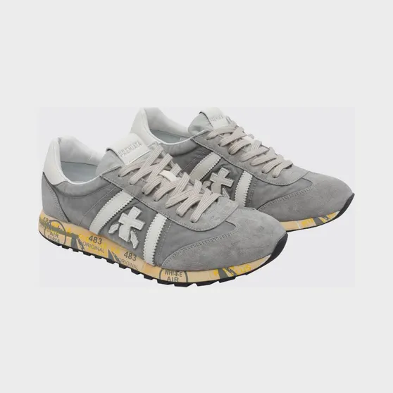 Premiata Lucy Cotton Twill and Nylon Sneakers Grey (LUCY8187)