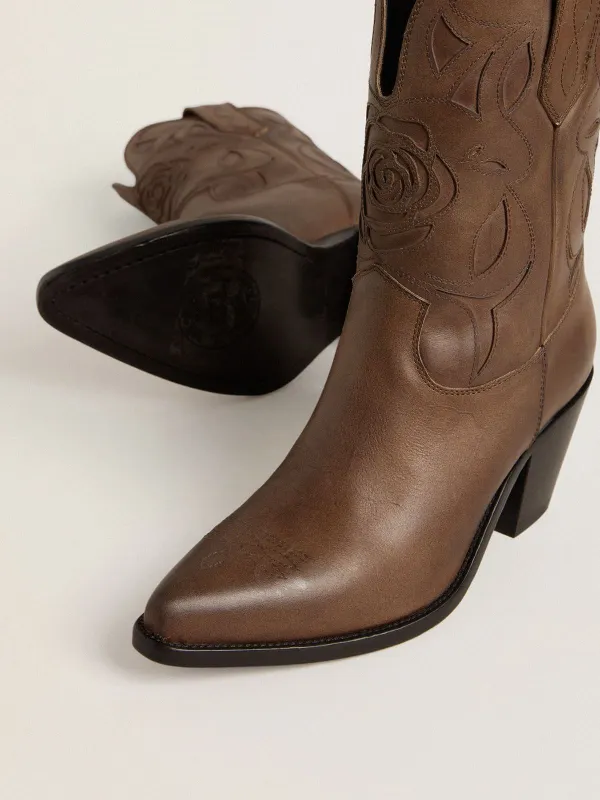 Golden Goose Wish Star Boots In Dove-Gray Leather With Tone-On-Tone Inlay Details (GWF00939.F007607.55356) (4)