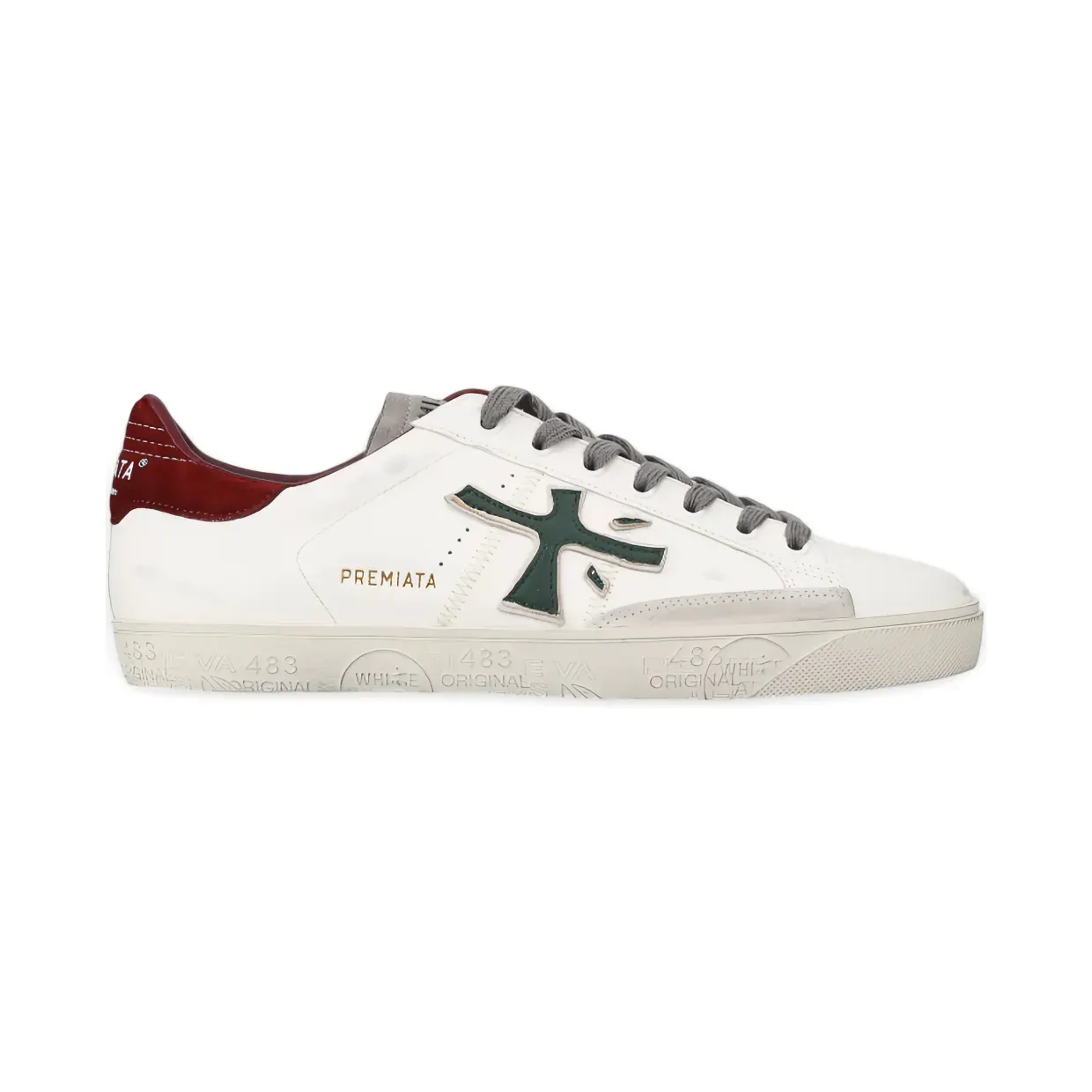 Premiata Steven leren verfraaid met logo “White” (STEVEN7631)