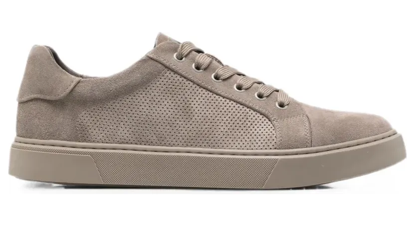 Alberto Gozzi Suède sneakers met geperforeerd detail – Beige (604126119)