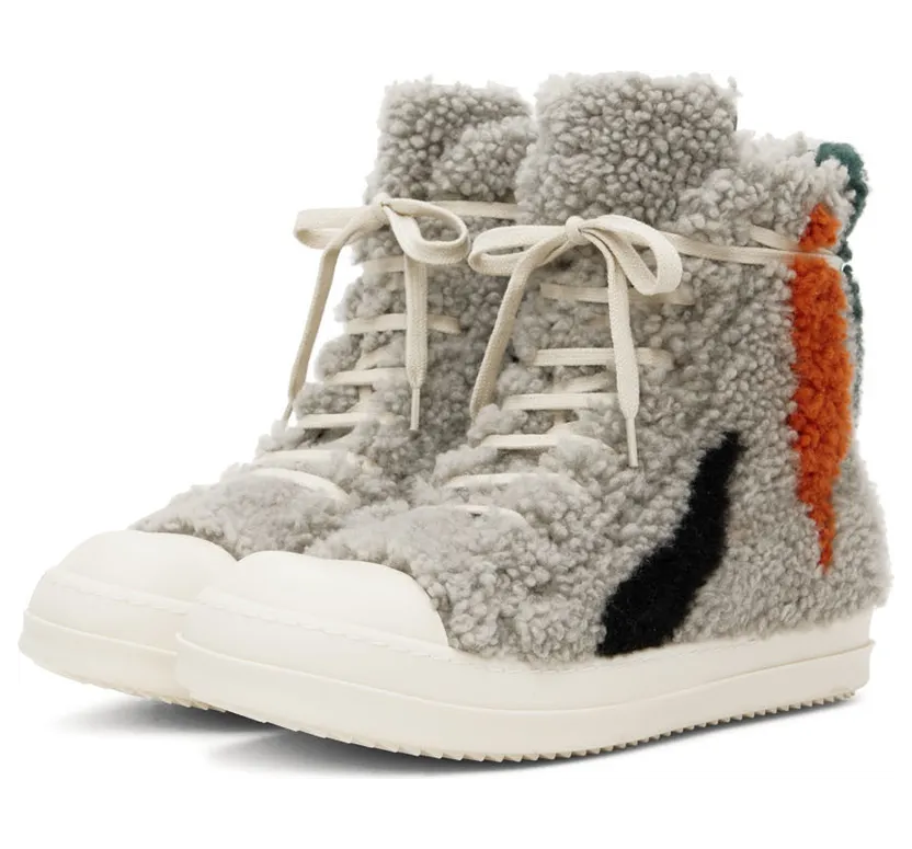 Rick Owens Gray Strobe Shearling Sneakers (RU02B2890 LSHPZE) (5)