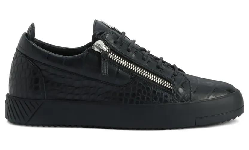 Giuseppe Zanotti Frankie sneakers met krokodillen-reliëf en rits – Zwart (RU50029H03)
