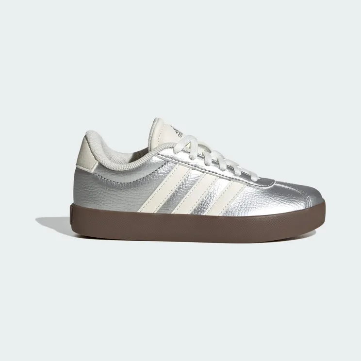 Adidas VL Court 3.0 Shoes Kids Silver Metallic / Off White / Gum (JQ7341)
