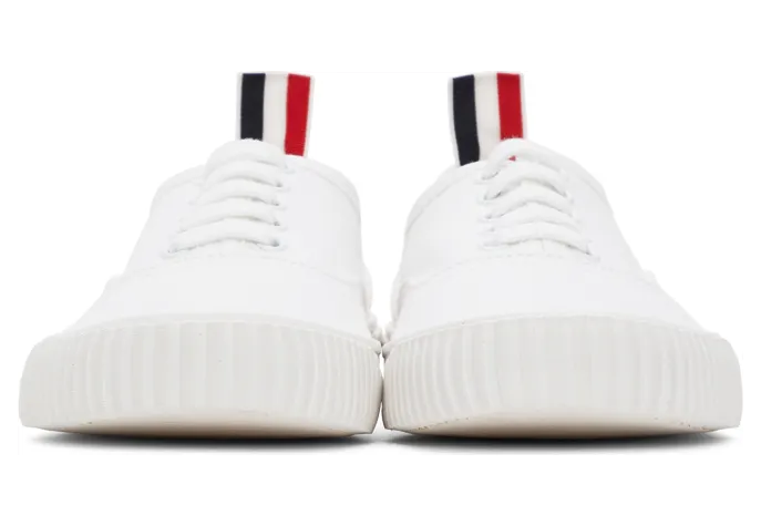 Thom Browne White Canvas Vulcanized Sneakers (MFD201A-01588) (2)