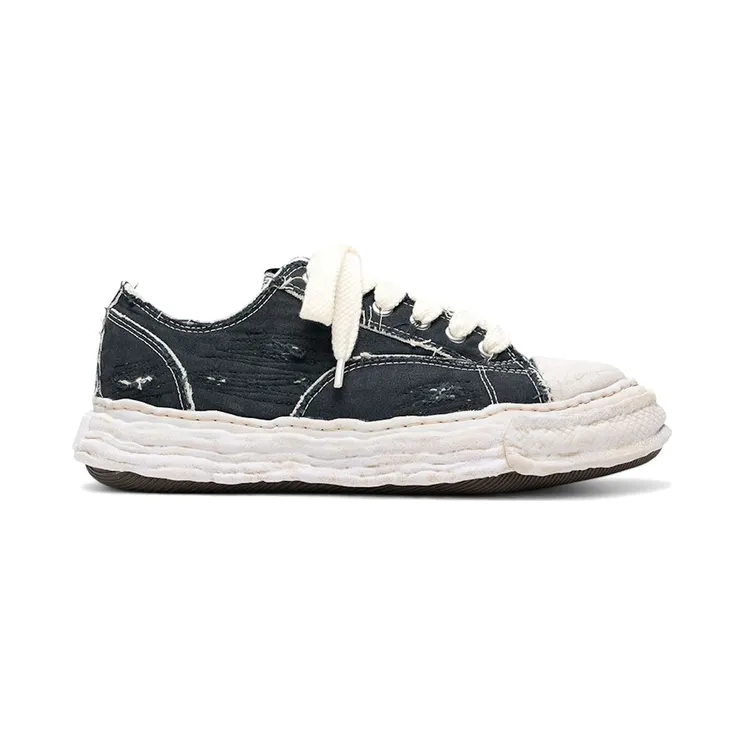 Maison Mihara Yasuhiro Peterson 23 OG Sole Ripped Overdye Canvas Low Black White (A16FW723-BLKWHT)