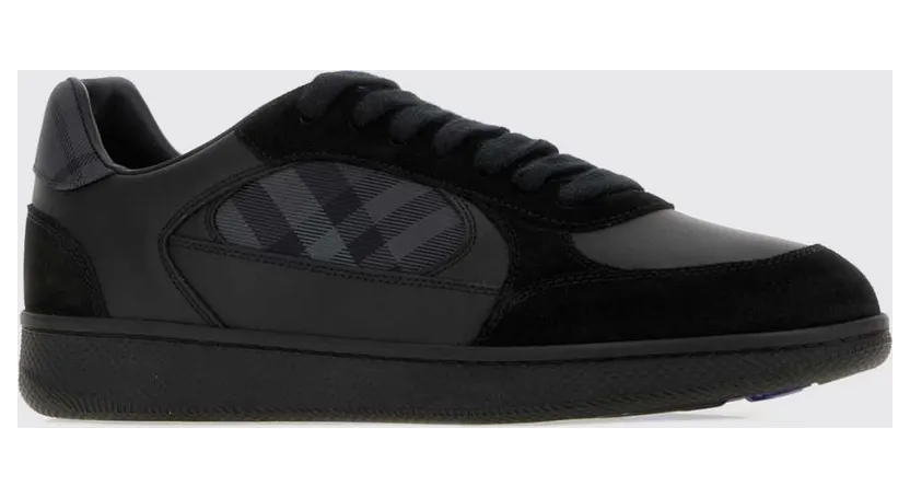BURBERRY Terrace Side Check Suede and Leather Sneakers Black (8127508)