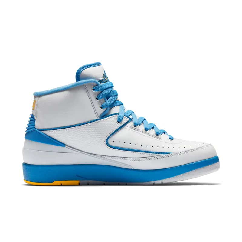 Jordan 2 Retro Melo (2018) White/University Blue-Varsity Maize (385475-122)