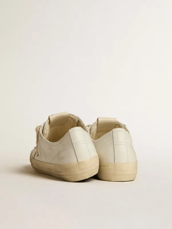 Golden Goose V-Star In White Leather With Gold Metallic Leather Star (GWF00129.F005292.10272) (5)