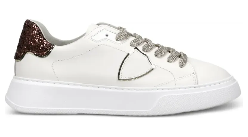 Philippe Model Paris Temple Sneakers mit Glitter-Detail – Weiß (BTLDVG15)