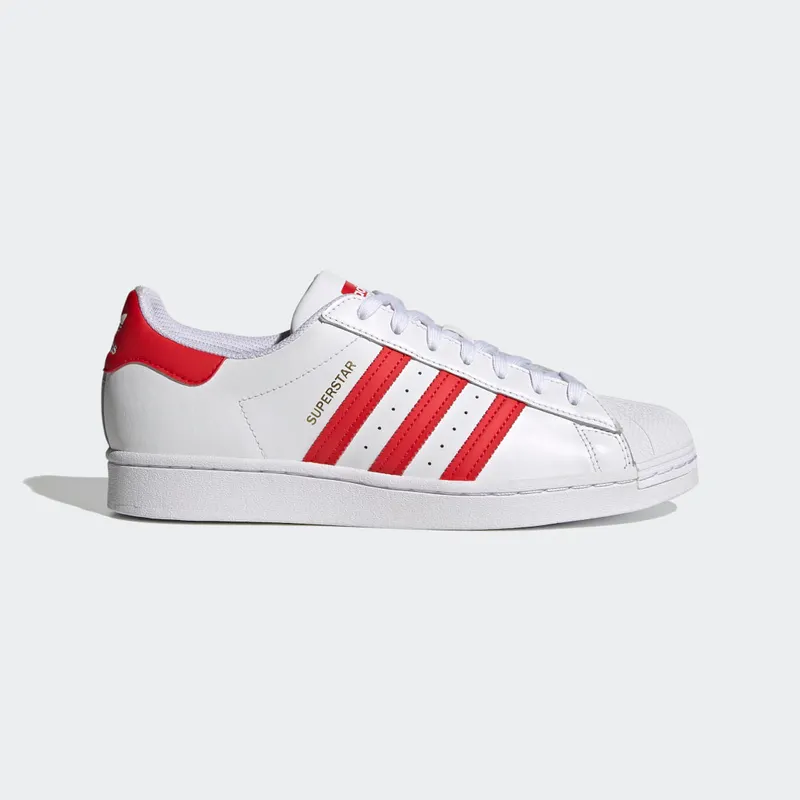 Adidas Superstar ‘White Vivid Red’ Cloud White/Vivid Red/Gold Metallic (H68094)