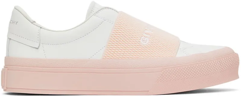 Givenchy White & Pink City Court Slip-On Sneakers (BE0029E1BE149)
