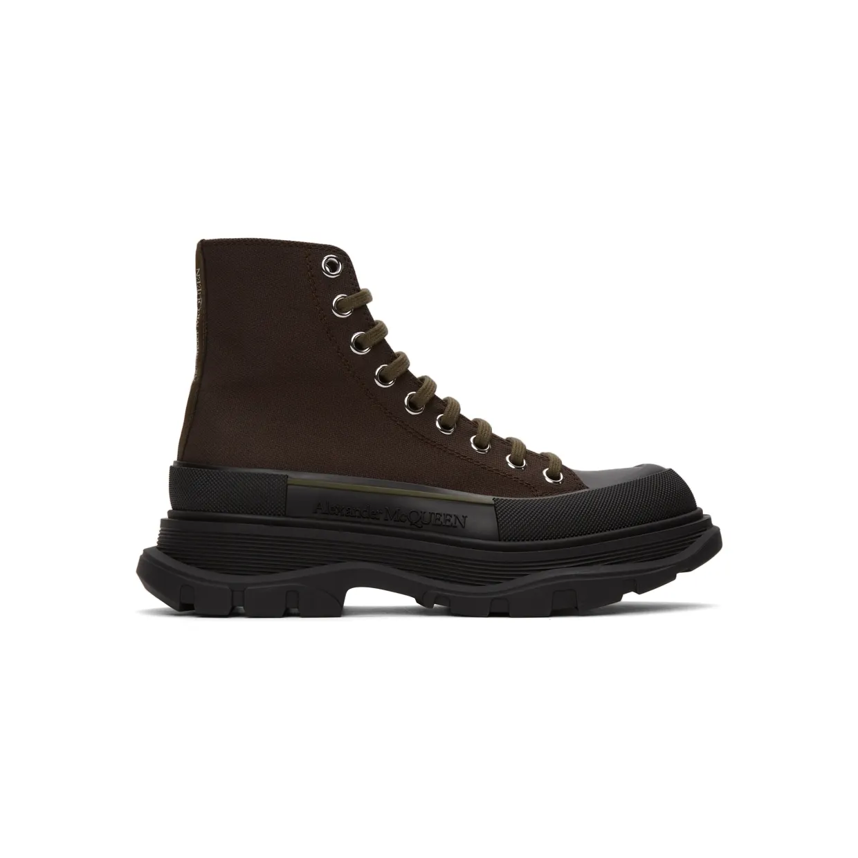 Alexander McQueen Khaki Tread Slick High Sneakers (604254W4L51)