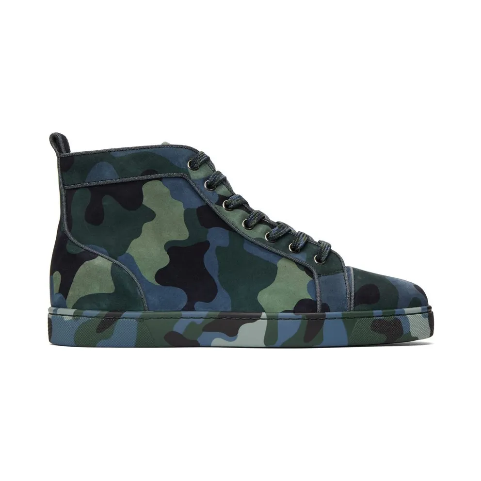 Christian Louboutin Blue & Green Louis Orlato Flat High-Top Sneakers (1220592)