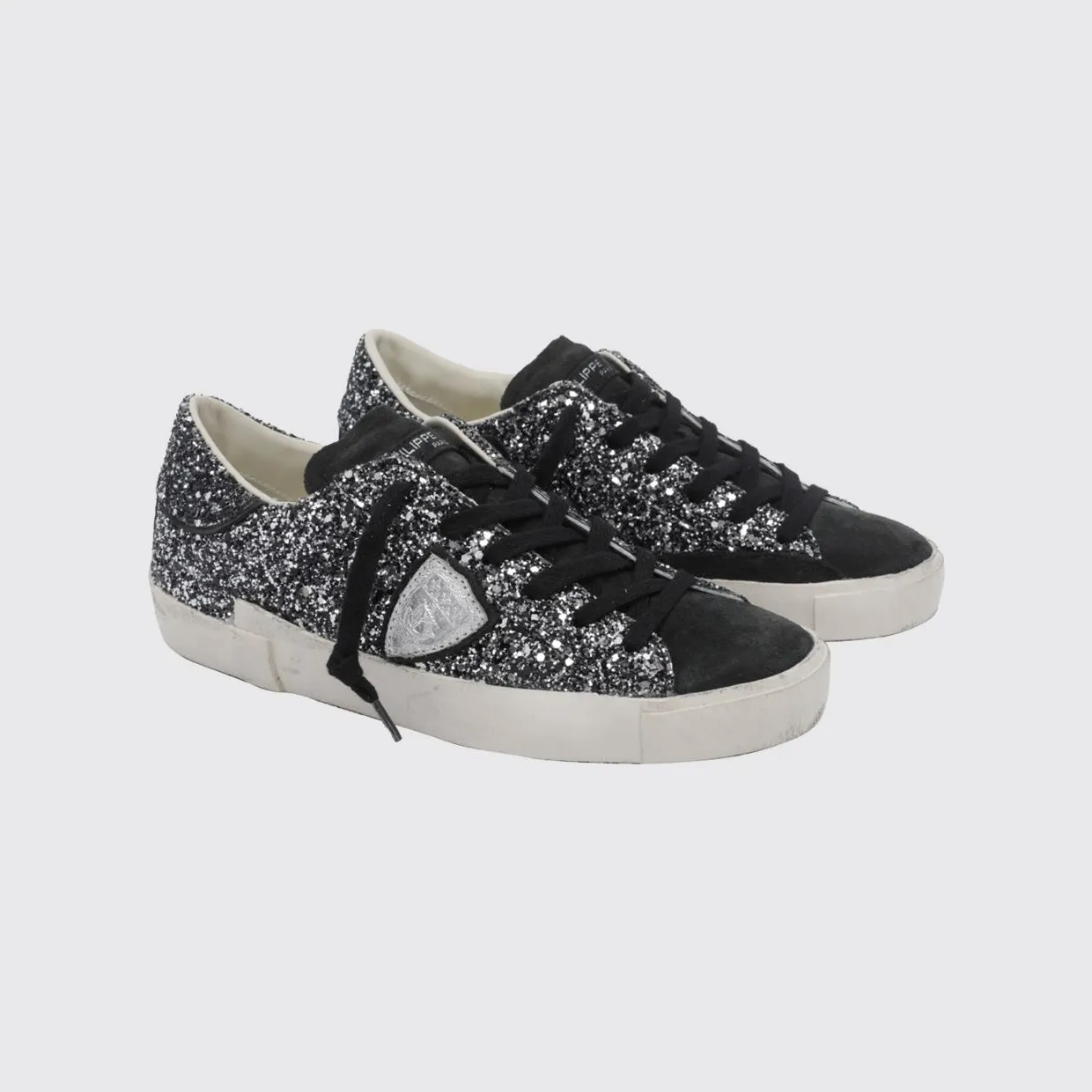 Philippe Model Prsx Bicolour Low-Top Calfskin Trainers with Shield Logo Black 1 (PRLDGG11)