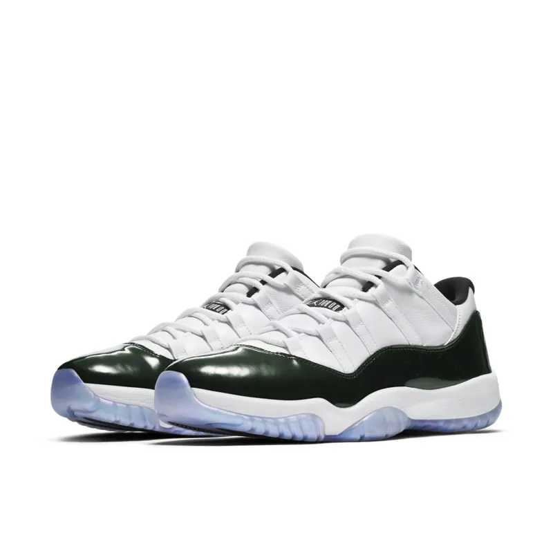 Jordan 11 Retro Low Iridescent White/Black-Emerald Rise (528895-145)