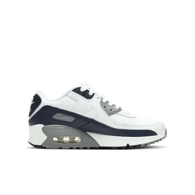 Nike Air Max 90 White Grey Obsidan (GS) White/Light Smoke Grey-Particle Grey-Obsidian (CD6864-105)