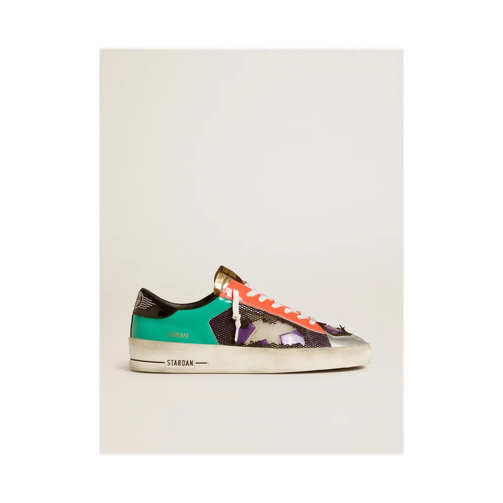 Golden Goose Stardan Lab In Patent Leather And Mesh With Rubber Star (GMF00370.F006973.82885)