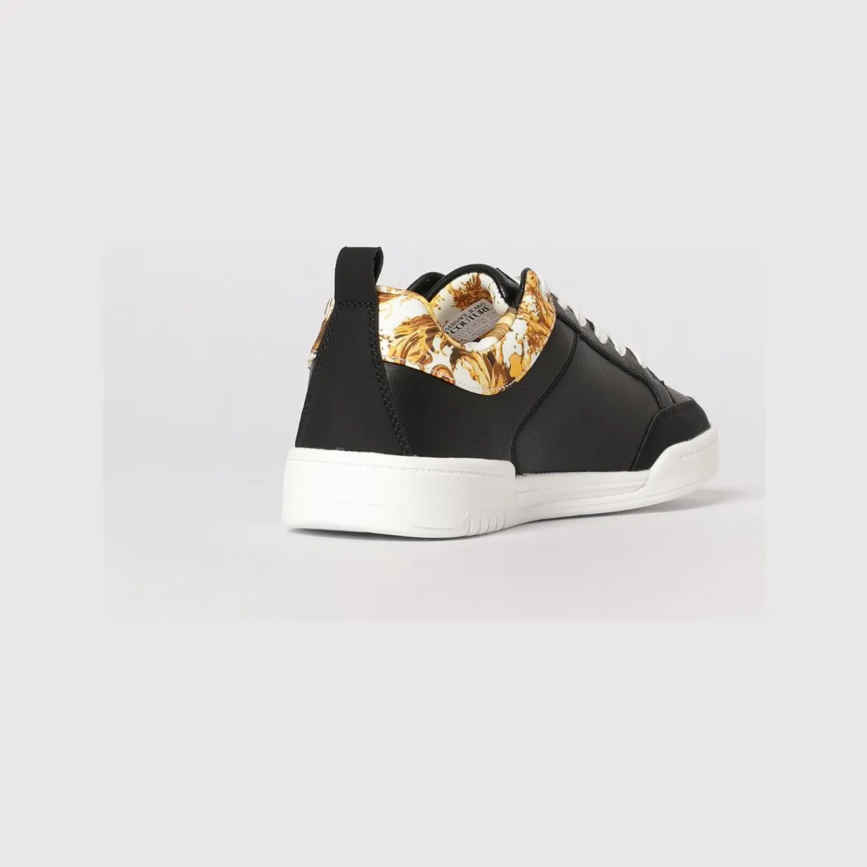 Versace Leather Sneakers with Baroque Print Black (80YA3SD6ZPB85G89) (2)