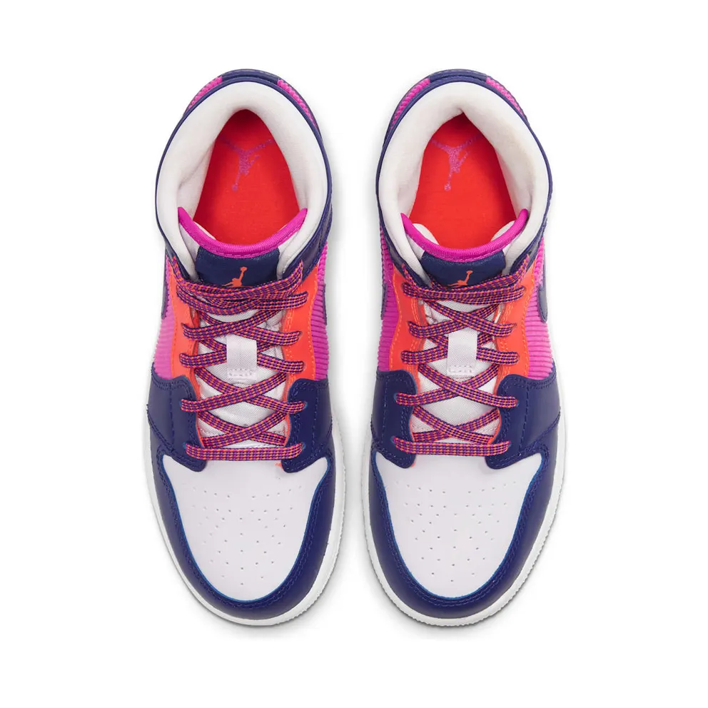 Jordan 1 Mid Fire Pink Barely Grape (GS) Fire Pink/Barely Grape-Hyper Crimson-Regency Purple (555112-602)