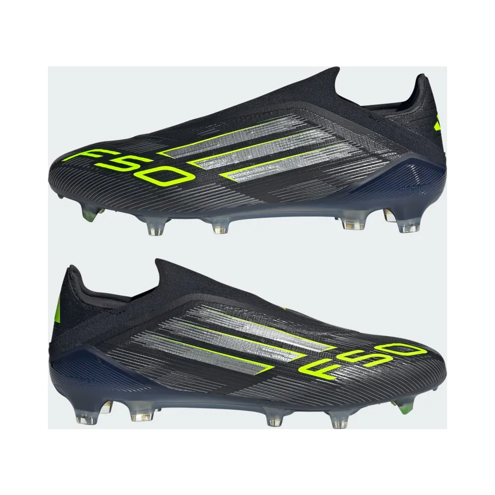 adidas F50 Elite Laceless Firm Ground Boots “Core Black / Iron Metallic / Lucid Lemon” (JH7629)