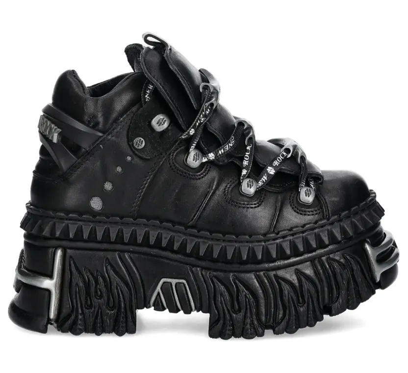 New Rock met plateauzool en vlammendetail “Black” (MWALL106S30)