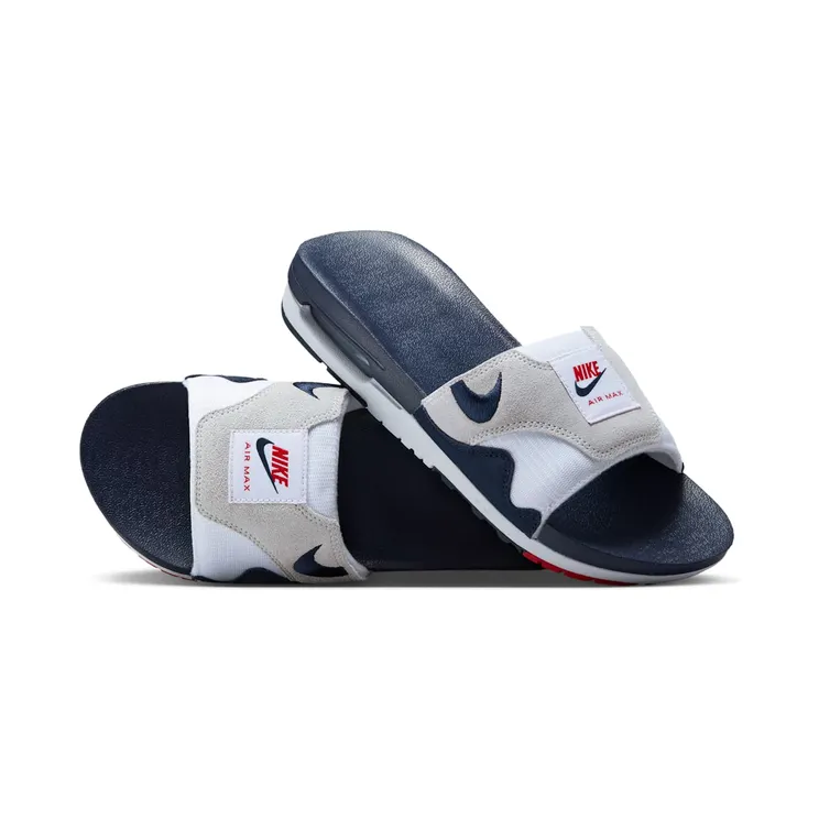 Nike Air Max 1 Slide “White / Light Neutral Grey / University Red / Obsidian” (DH0295-104)