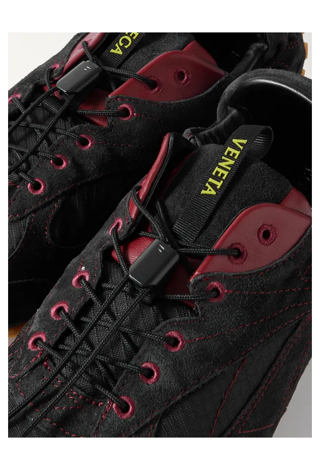 Bottega Veneta Orbit Flash Ripstop-Trimmed Suede Sneakers Black (855200V65D1) (5)