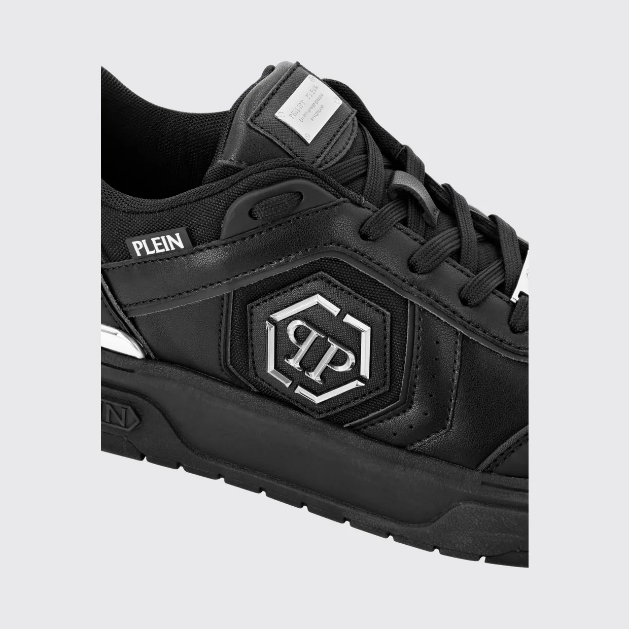 Philipp plein Leather and Mesh Sneakers Black 1 (SAESUSC0766PTE120N0202) (4)