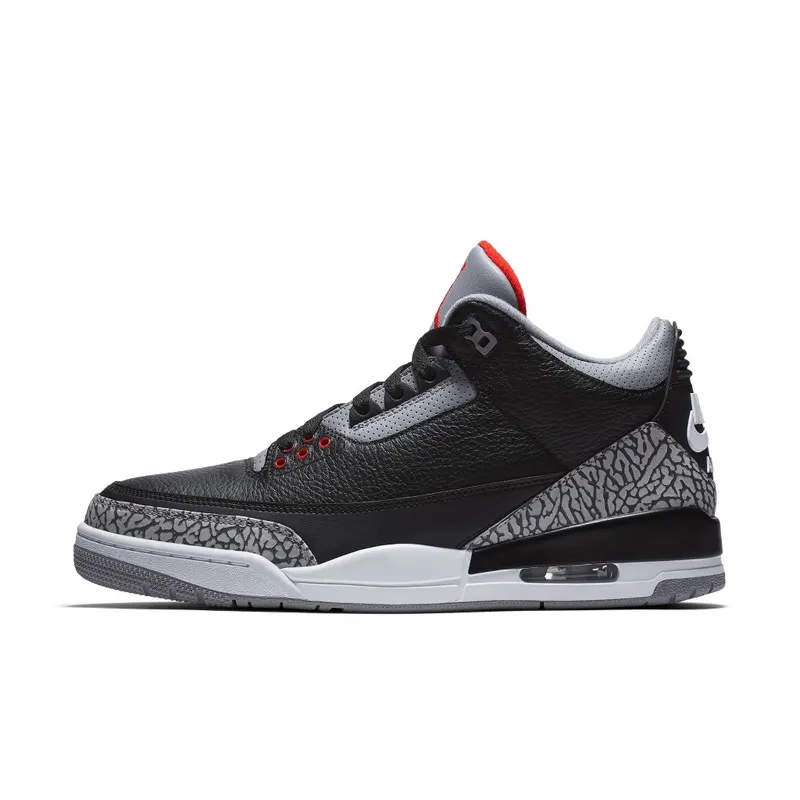 Jordan 3 Retro Black Cement (2018) Black/Fire Red-Cement Grey-White (854262-001)