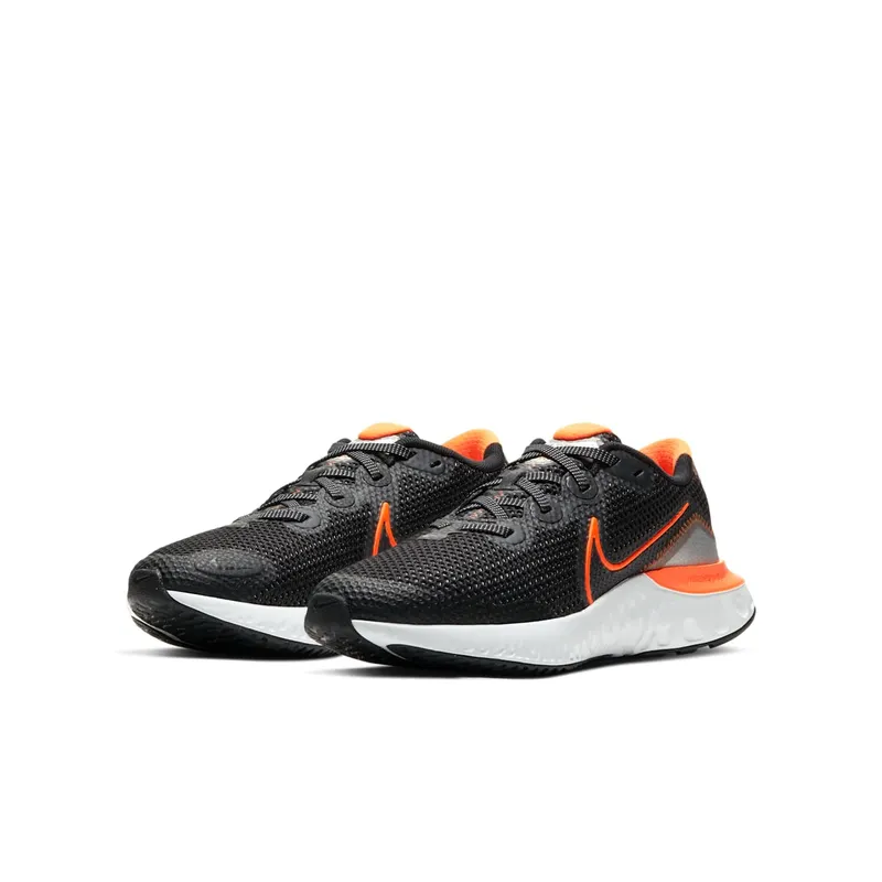 Nike Renew Run Black Total Orange (GS) Black/Chrome/Particle Grey (CT1430-001)