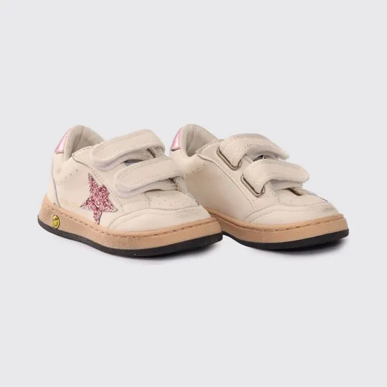Golden goose ‘ Nappa Leather Sneakers with Velcro Strap and Glitter Logo White (GJF00501F00424111224)