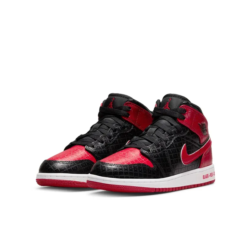 Air Jordan 1 Mid Bred Text (GS) (DM9650-001)