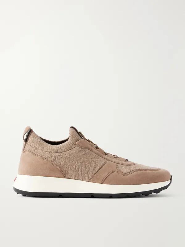 Tod’s Suede-Trimmed Wool-Knit Sneakers Beige (XXM79K0KN80VKM)