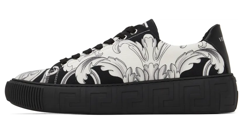 Versace Black & White Canvas Sneakers (DSU8404 1A04268) (3)