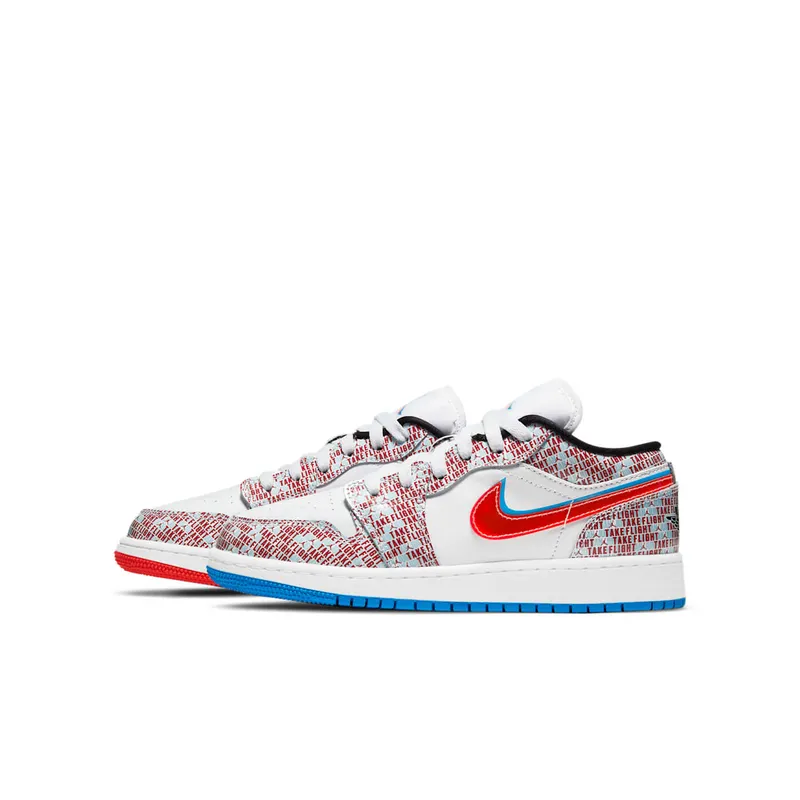 Jordan 1 Low SE Take Flight (GS) White/Blue Hero-Bright Crimson-Black (DD1527-114)