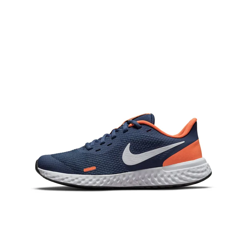 Nike Revolution 5 Blue “Midnight Navy / Orange / White” (BQ5671-410)