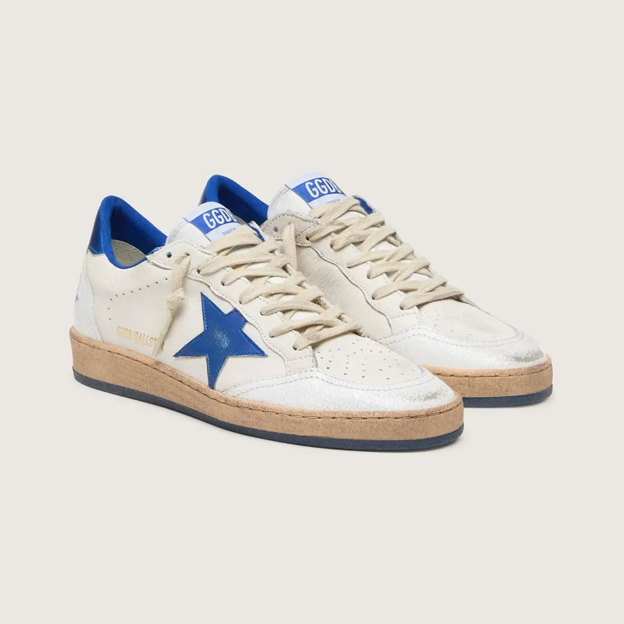 Golden Goose Women’S Ball Star Wishes In White Nappa Leather With Bright Blue Star And Heel Tab (GWF00117.F005822.10793) (2)