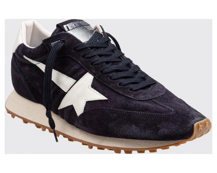 Golden goose Leather and Suede Marathon Sneakers with Distressed Effect Blue (GMF01071F00833350857)