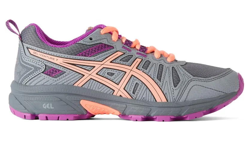 ASICS Kids Grey & Pink Gel-Venture 7 GS 020 Metropolis/Black (1014A072)