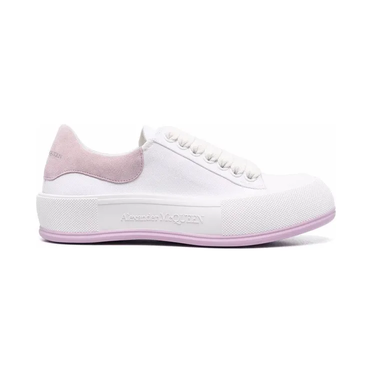 Alexander McQueen Deck Skate Plimsoll Lace-Up White Pink (654593W4MV79490)