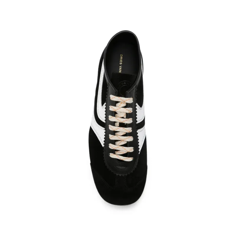 Dries Van Noten Suede-panelled Leather “Black/White” (0133 021700 998)