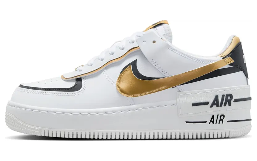 Nike Air Force 1 Low Shadow White Black Metallic Gold (CI0919-125)