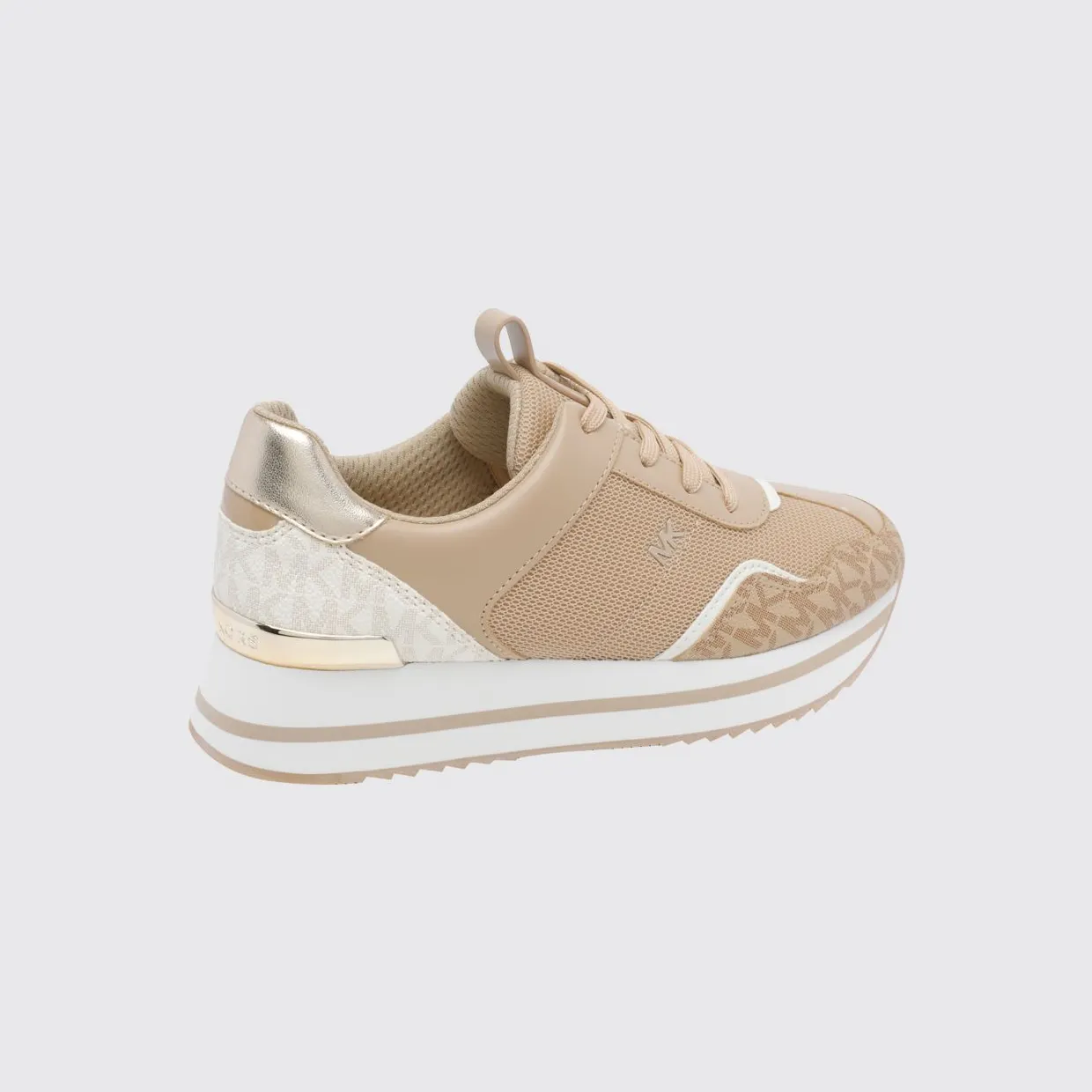 Michael Kors Raina Platform Sneakers in Monogram Canvas and Mesh with Platform Sole Beige (43T6RNFS1D156) (2)