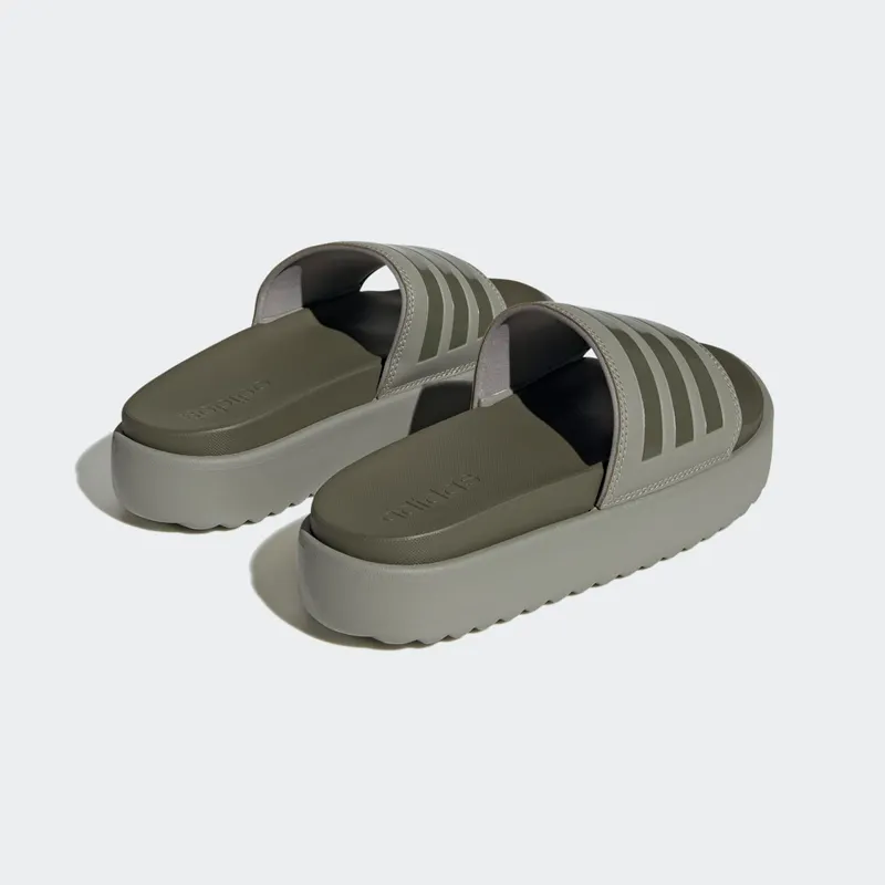 adidas Adilette Platform Slides Silver Pebble Olive Strata (HQ6180)