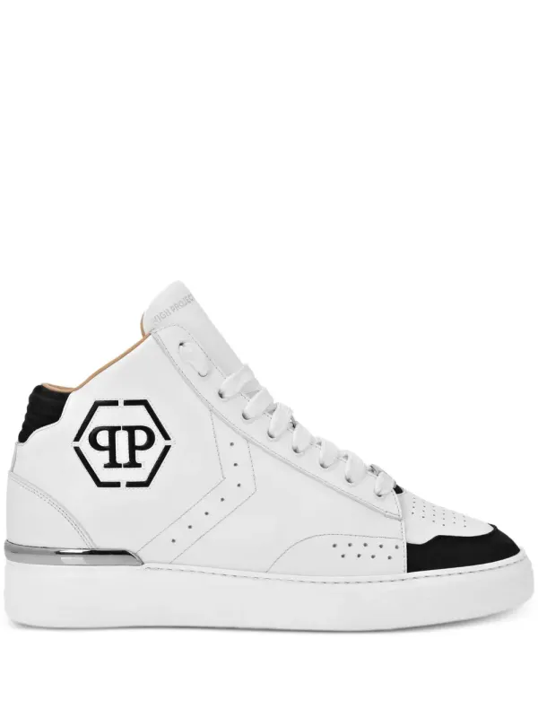 Philipp Plein Hexagon leren sneakers – White (PAESUSC0721PLE010N)