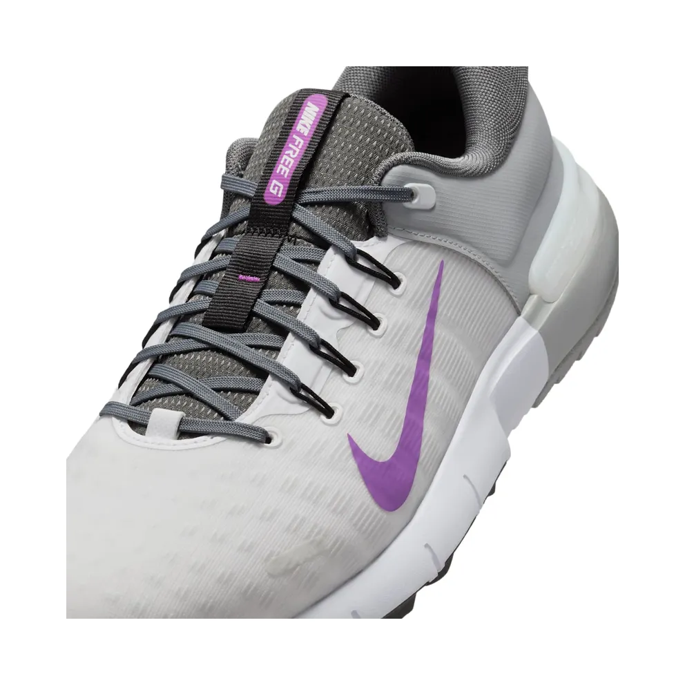 Nike Free Golf Next Nature “White Iron Grey Light Smoke Grey Vivid Purple” (FN0332-104)