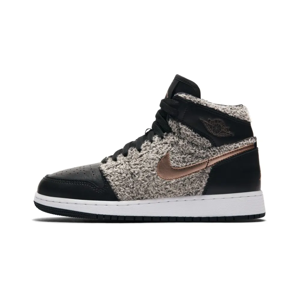 Jordan 1 Retro High Fleece Black Metallic Red Bronze (GS) Black/Metallic Red Bronze-White (332148-022)