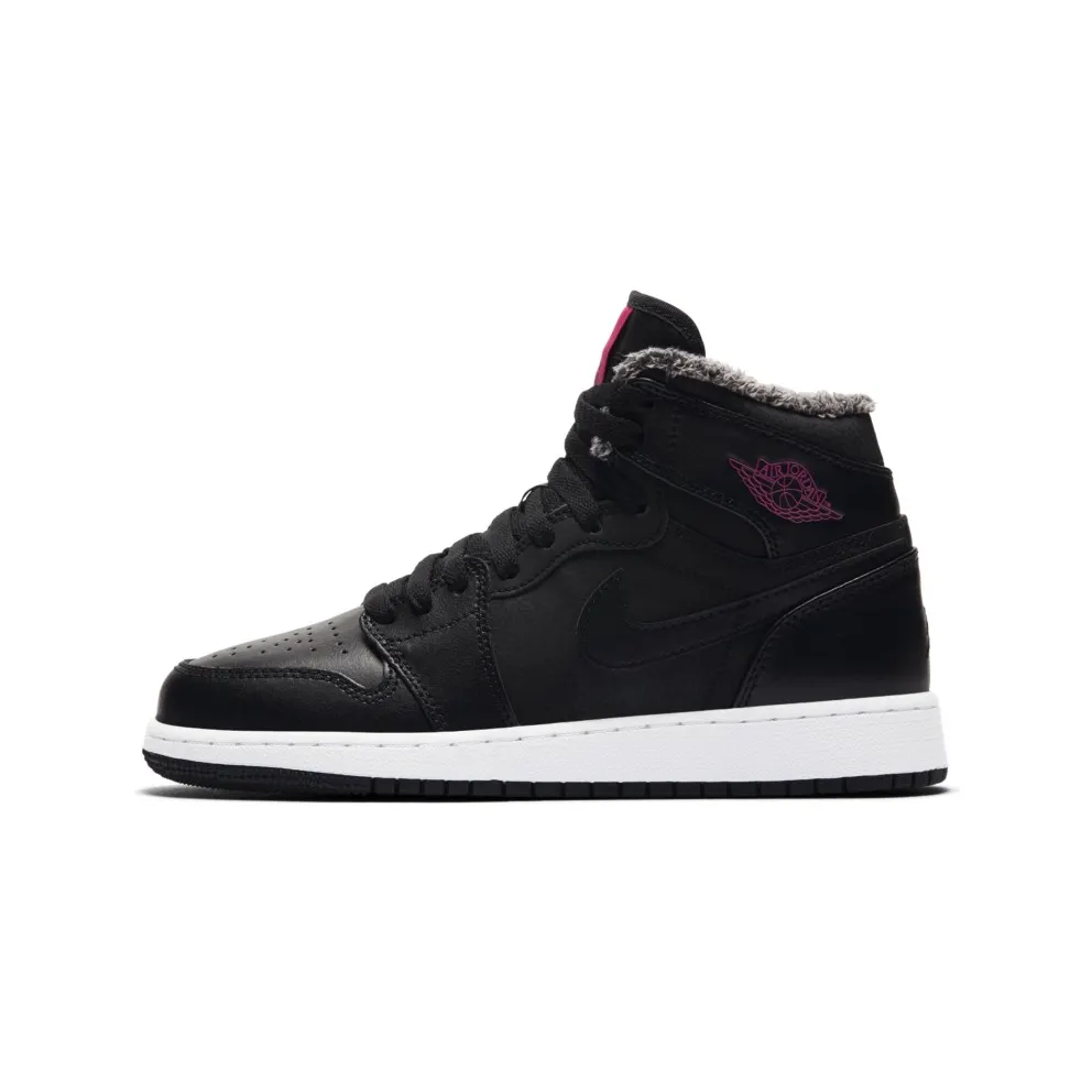 Jordan 1 Retro High Fleece Black Pink (GS) Black/Deadly Pink-White (332148-014)