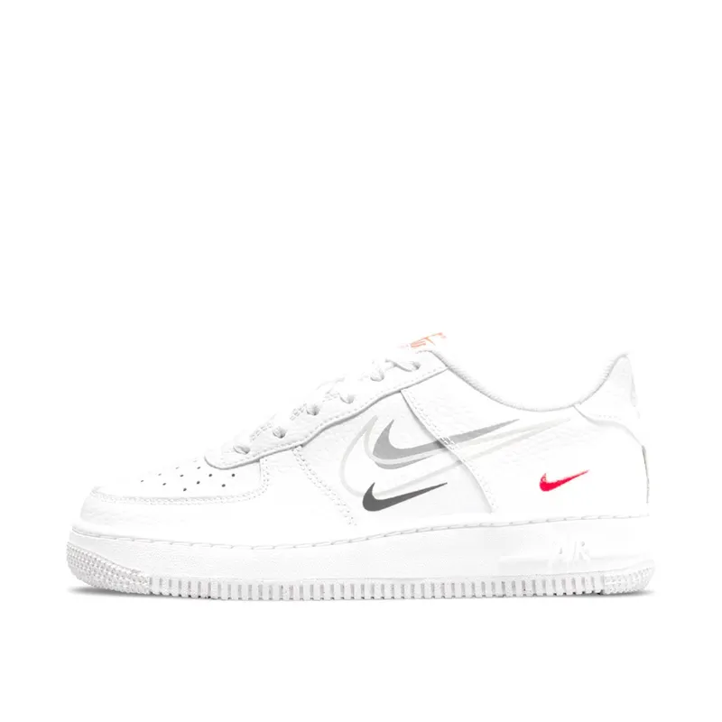 Nike Air Force 1 Low Multi-Swoosh White Particle Grey Photon Dust Bright Crimson (DO6486-100)